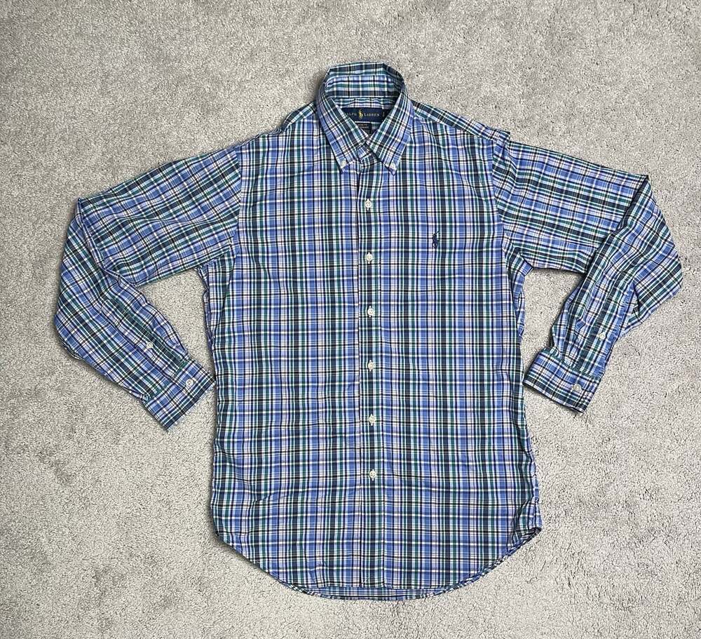 Polo Ralph Lauren Classic Fit Men Small Shirt Blue Green Plaid